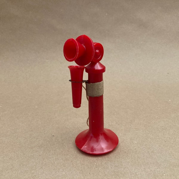 Vintage plastic candlestick telephone toy for doll