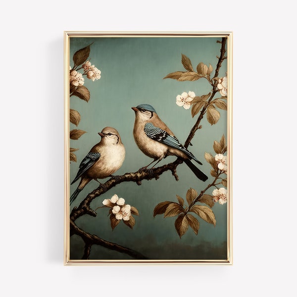 Vintage French Country Birds Gallery Wall Art Print | Printable, High Res Digital Download | Rustic Farmhouse Décor, Moody Antique Style