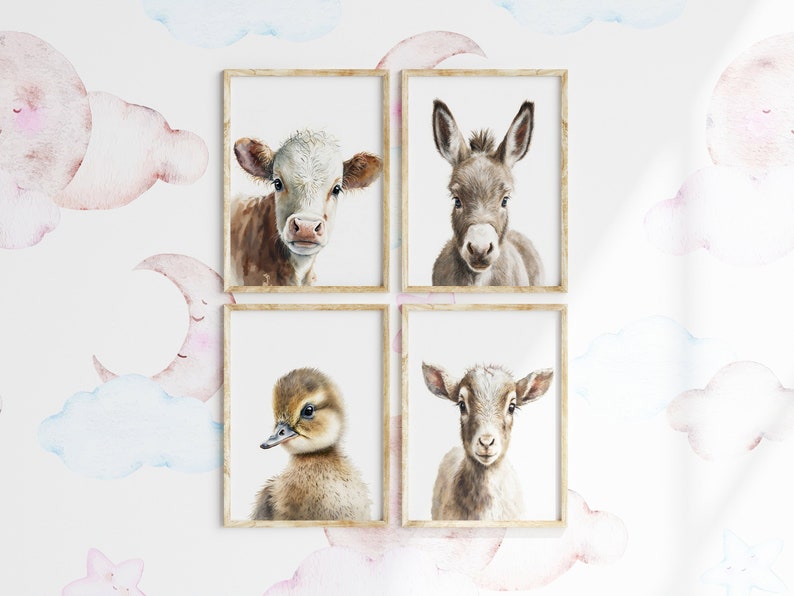 Farm Baby Animal Nursery Wall Art Farm Animals Nursery Prints Etsy