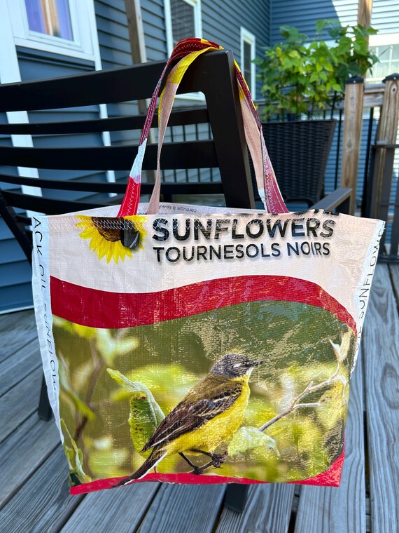 Reclaimed upcycled Bird Seed Bag Market Tote Etsy