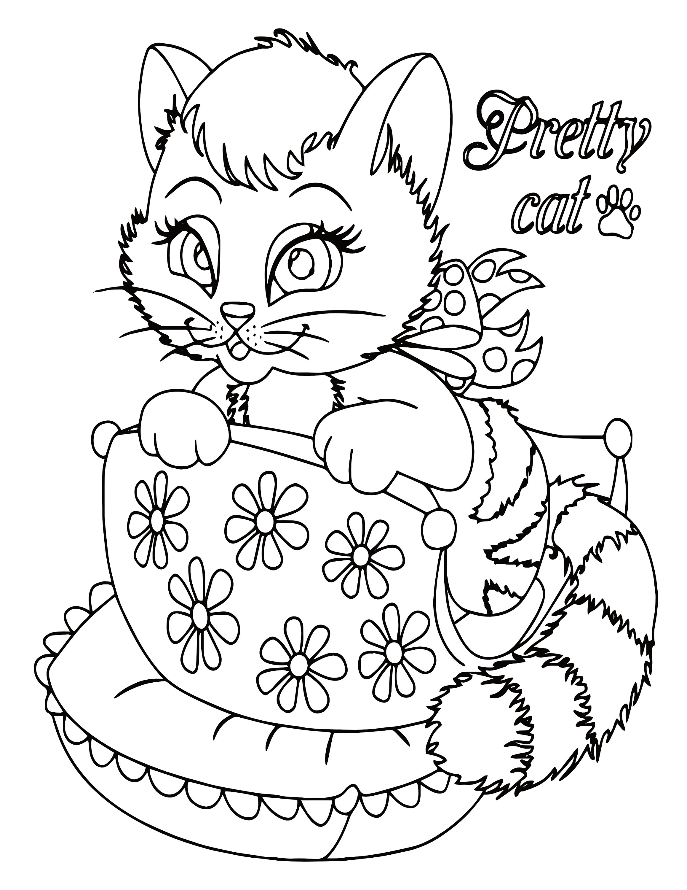 Kitten Coloring Pages 20 Printable Kitten Coloring Pages for   Etsy