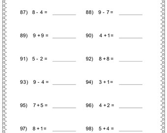 arithmatic and subtraction practice worksheets for smart kids etsy australia