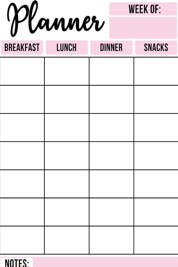 Family Meal Planner Weekly Printable Family Meal Planner