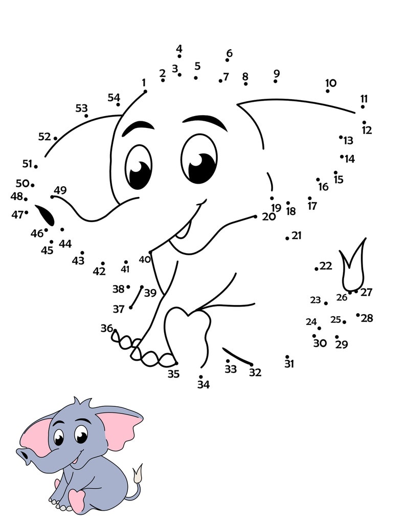 Printable Dot to Dot Animal Safari Coloring Pages Dot to Dot Activities for Kids image 1