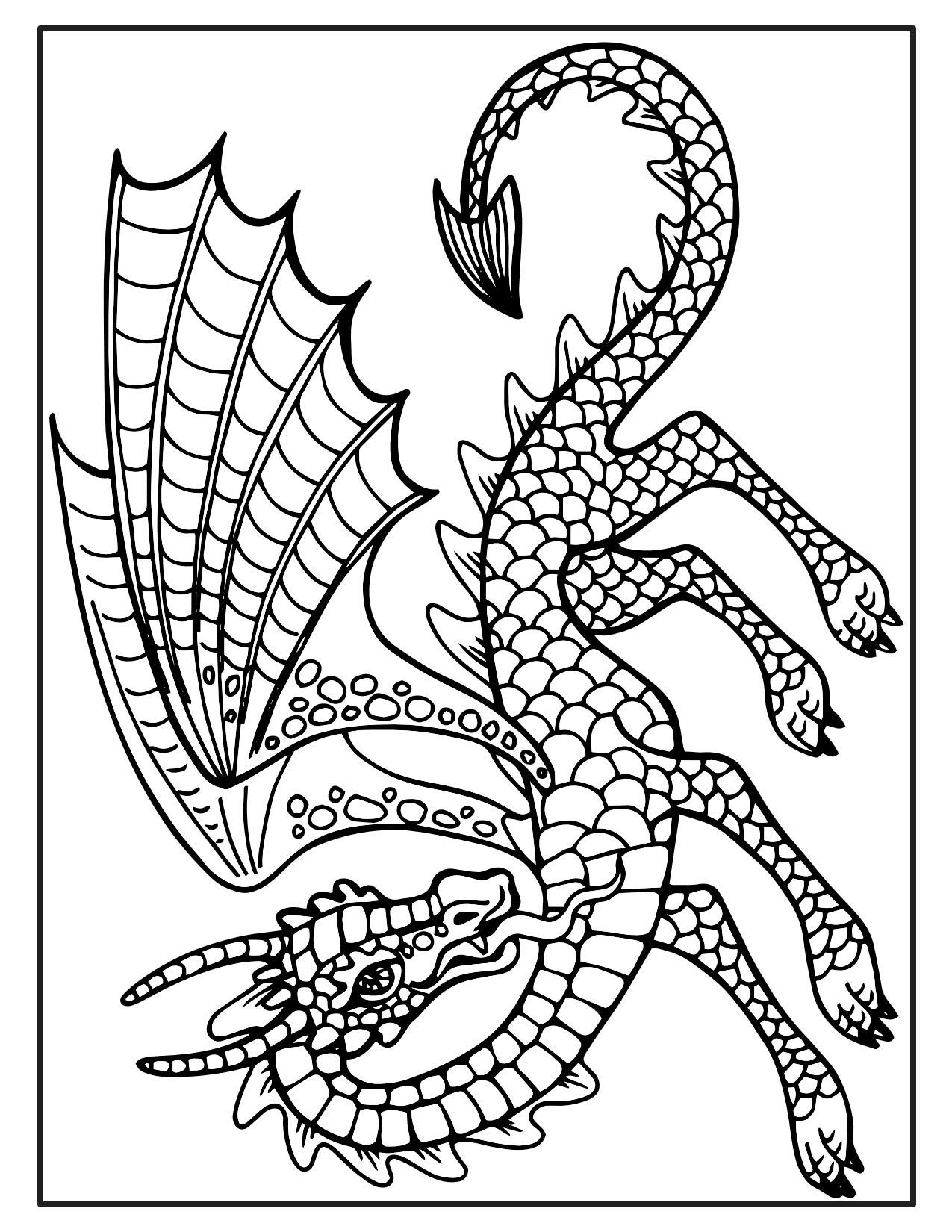 Dragons Coloring Book Pages for Adults - Printable Dragon Coloring Book