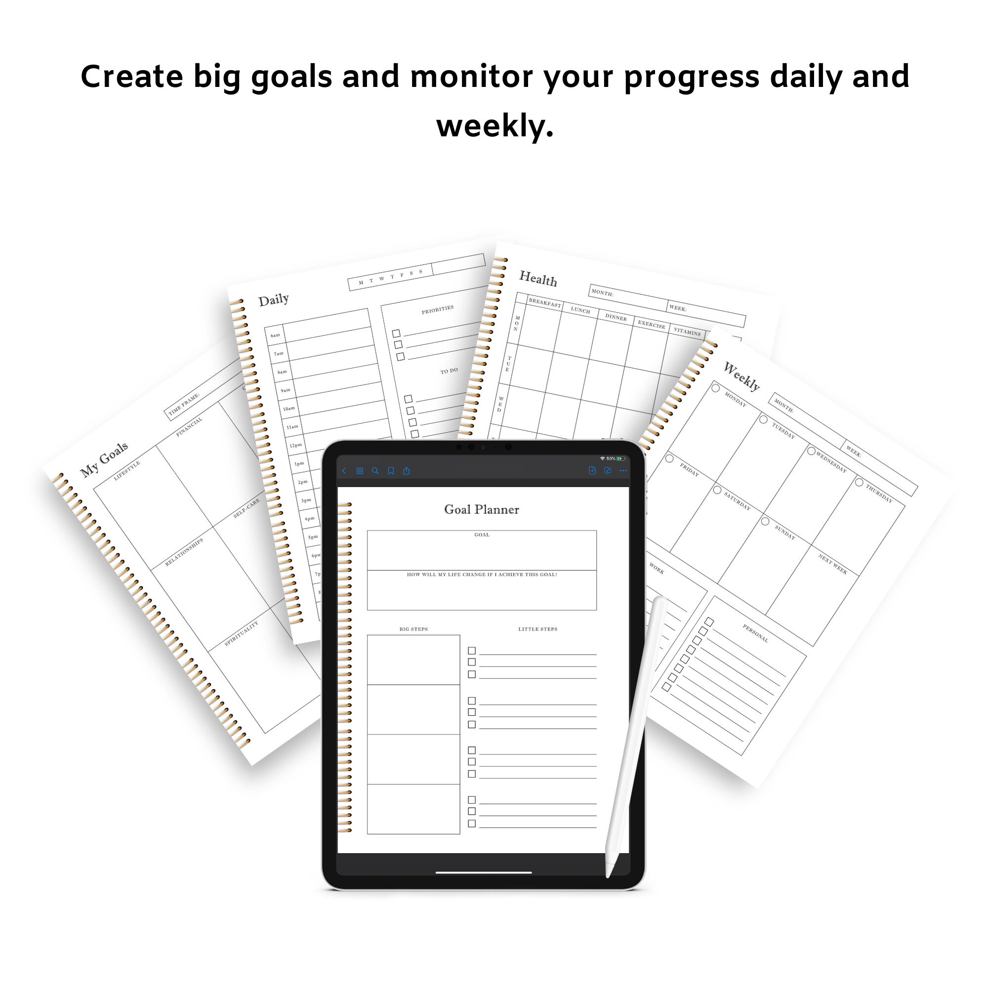 Digital Planner Goodnotes Undated Digital Planner Daily Etsy