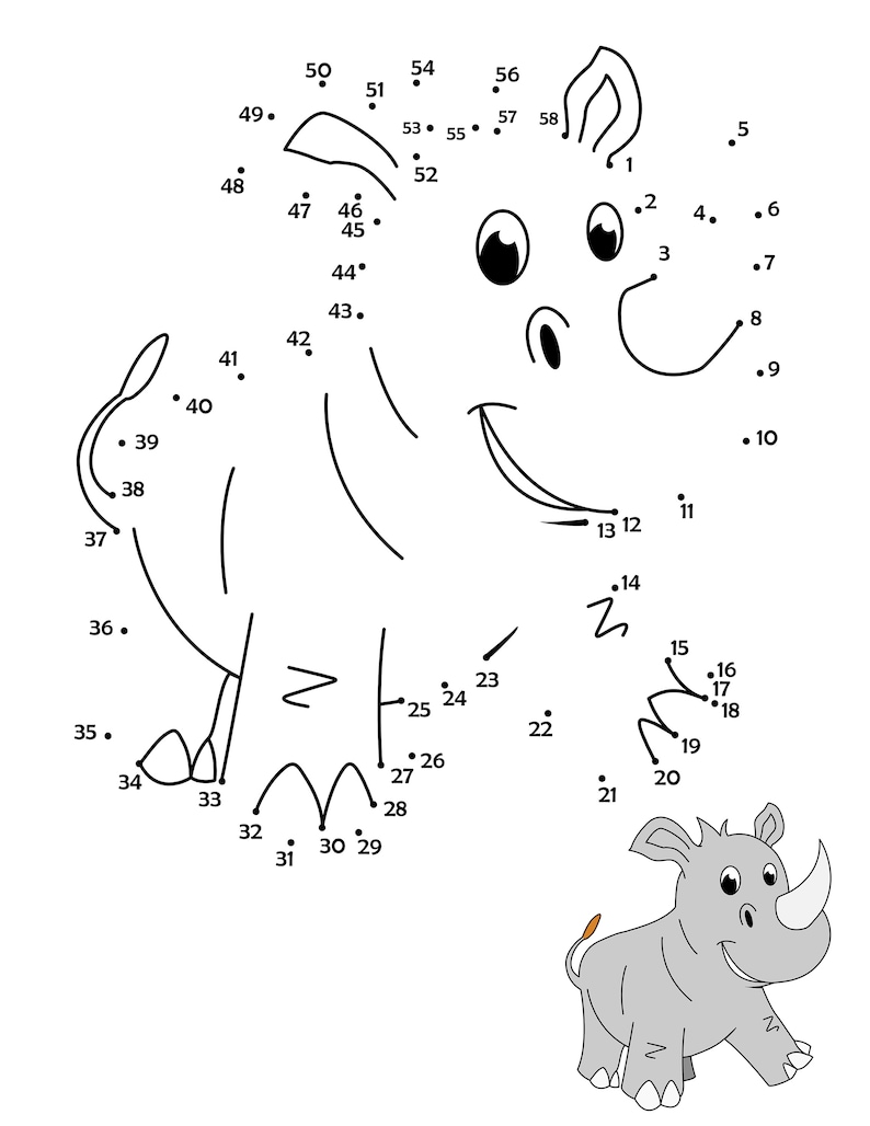 Printable Dot to Dot Animal Safari Coloring Pages Dot to Dot Activities for Kids image 5