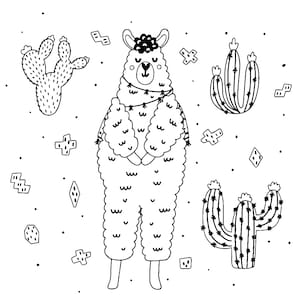 Llamas Coloring Pages For Adults and Kids Printable image 5