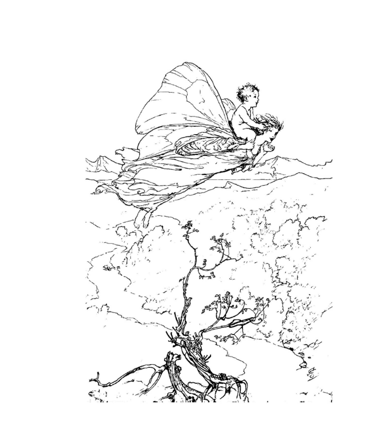 Printable Fairy Coloring Book Art Pages Vintage Style for Adults Print ...