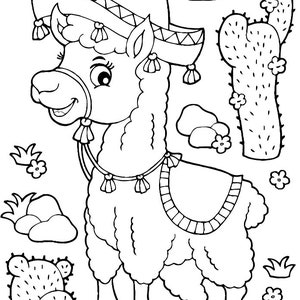 Llamas Coloring Pages For Adults and Kids Printable image 3