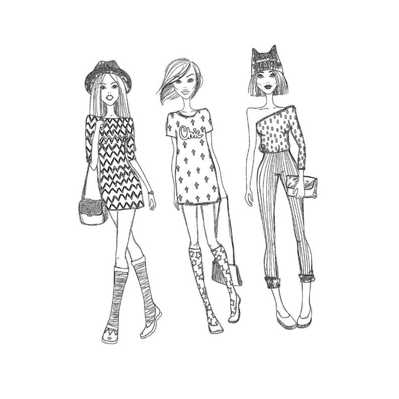 Printable Fashion Coloring Book Pdf 100 Page Downloadable Etsy