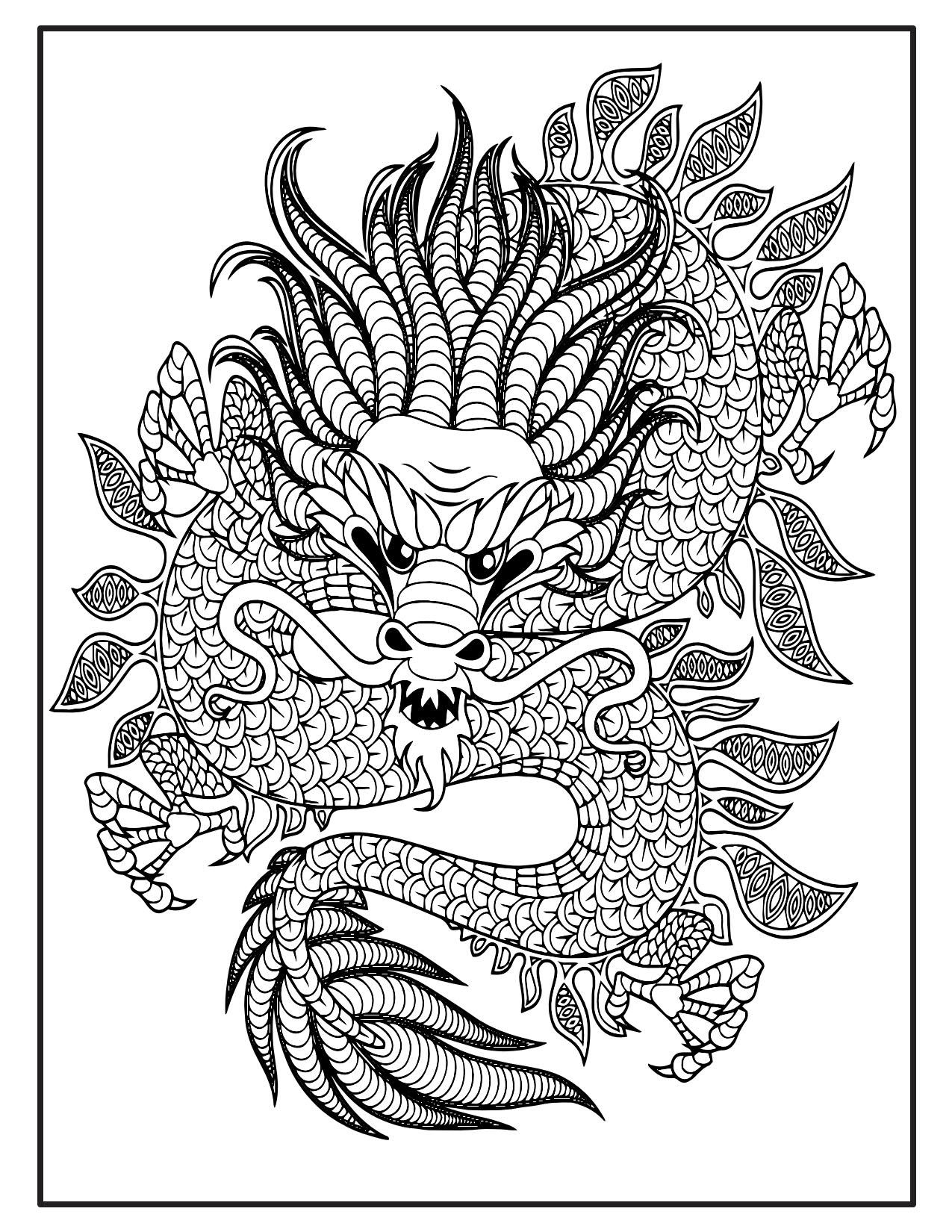 Dragons Coloring Book Pages for Adults Printable Dragon   Etsy