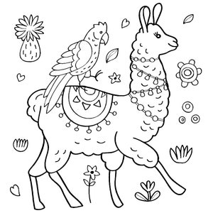 Llamas Coloring Pages For Adults and Kids Printable image 4