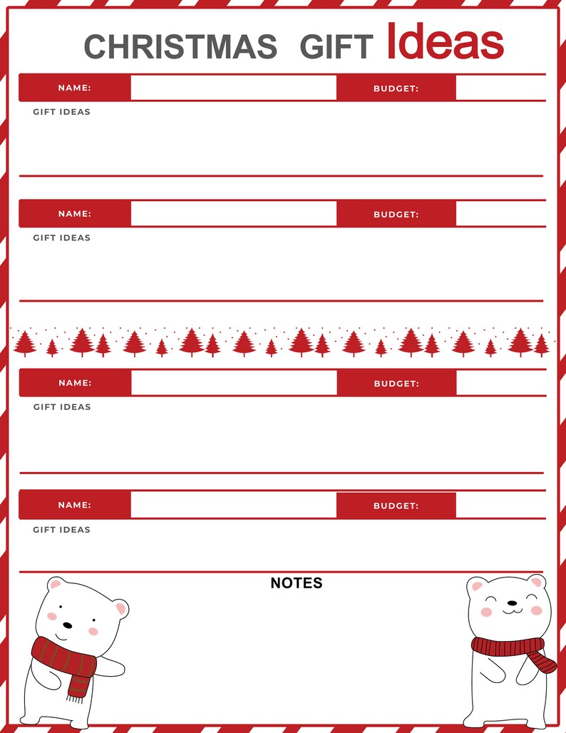 Printable Christmas List Planner Journal and Organizer Complete ...