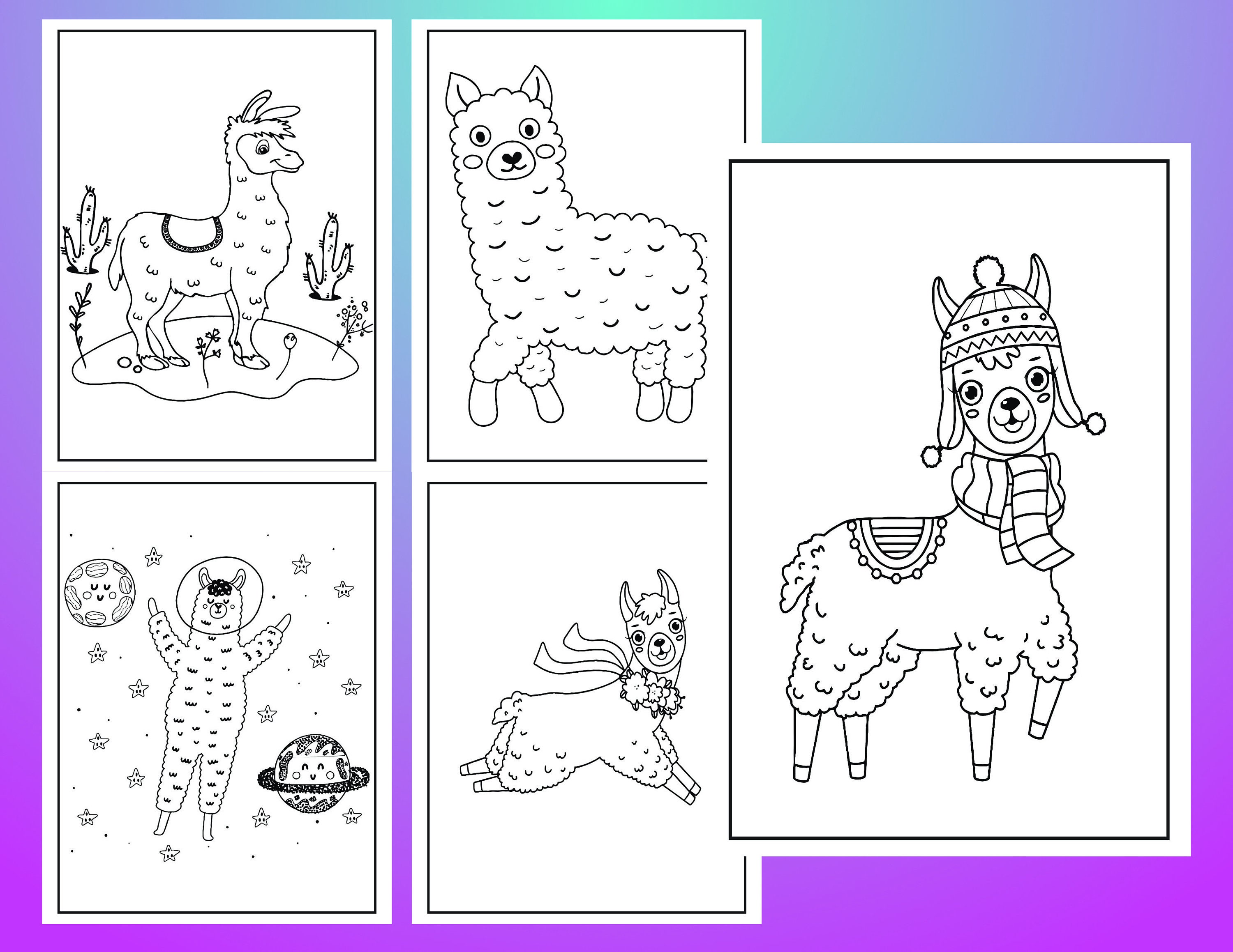 llamas-coloring-pages-for-adults-and-kids-printable-etsy-australia