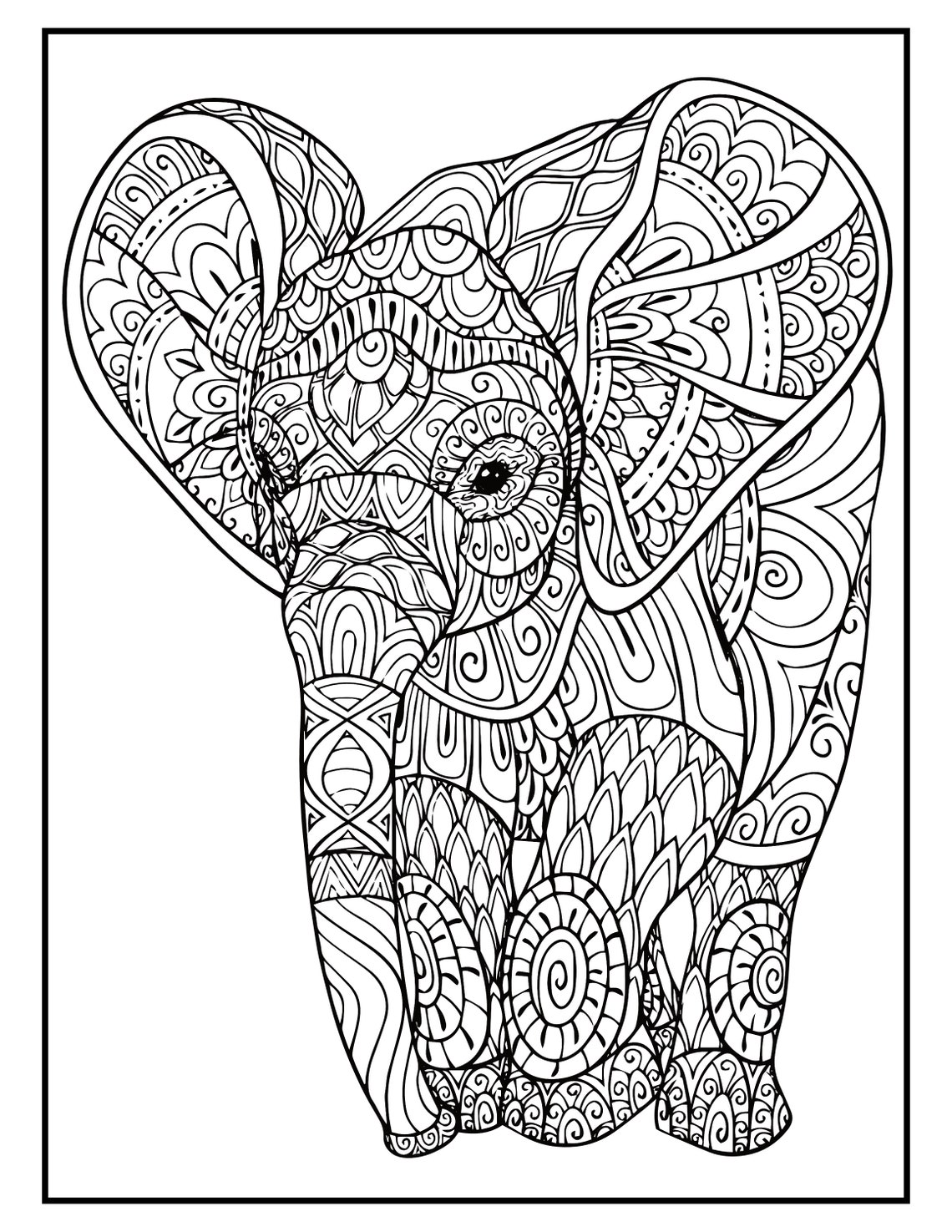 Elephant Mandala Coloring Pages 50 Page Elephant Coloring Book for ...