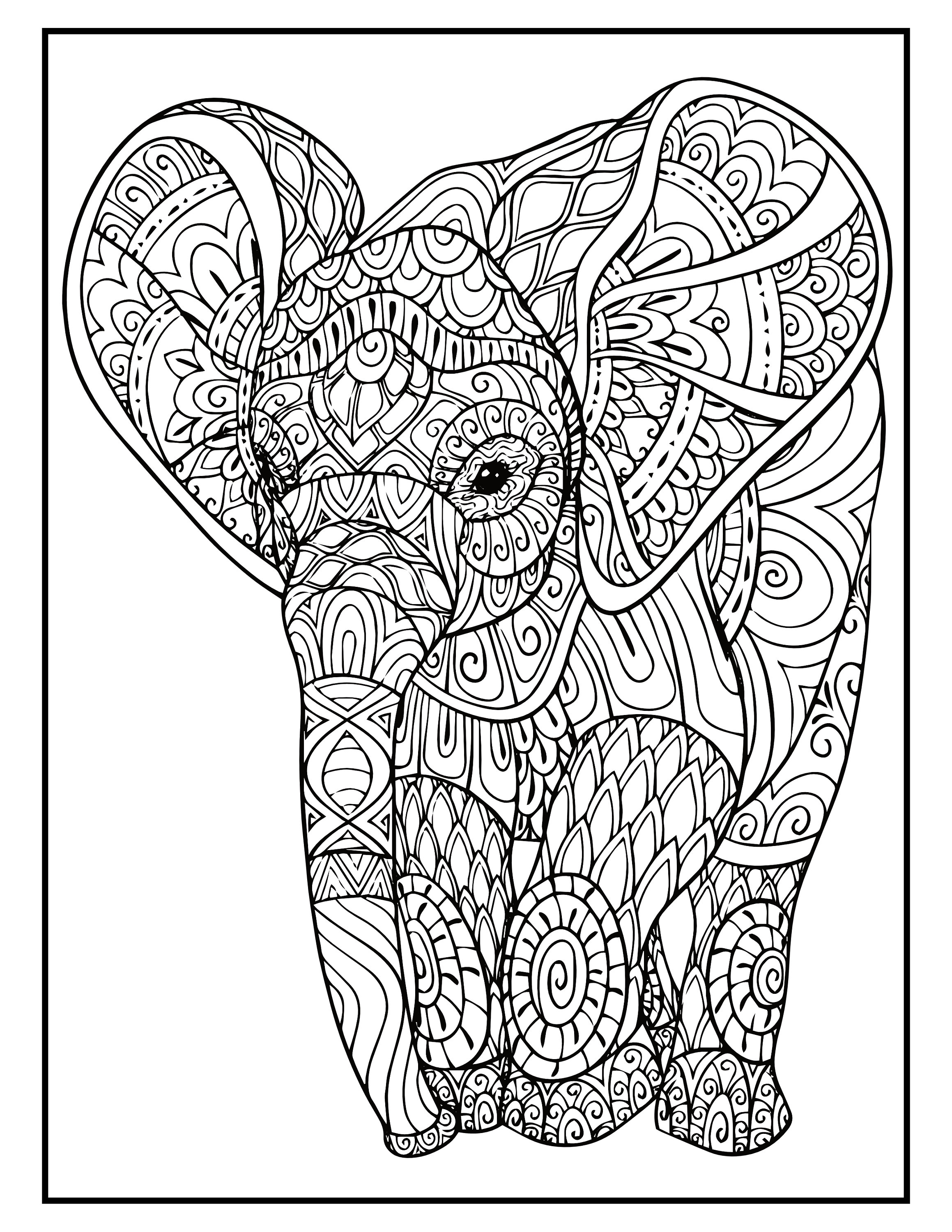 Elephant Mandala Coloring Pages - 50 Page Elephant Coloring Book for