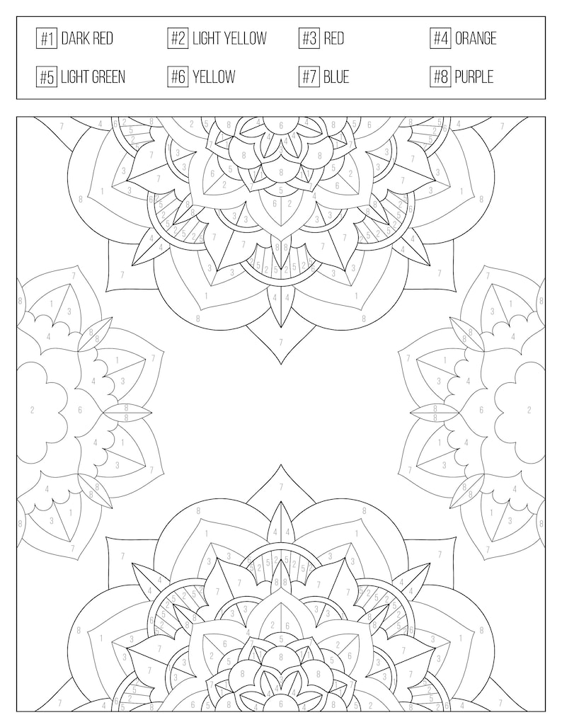 Color by Numbers Printable Coloring Book for Adults & Teens , Etsy image 7