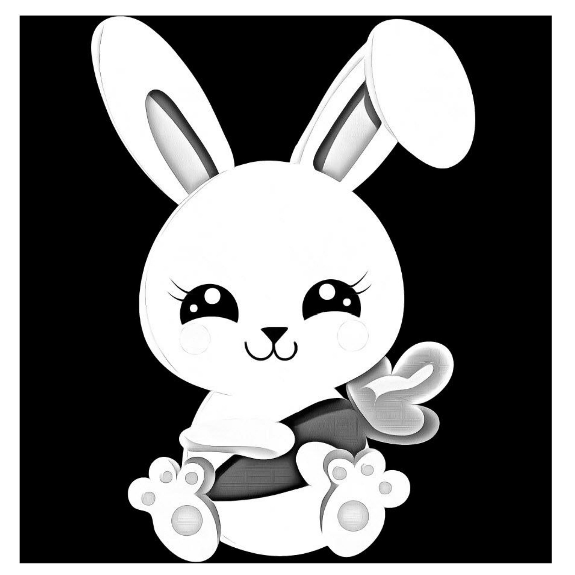 Printable Gray Scale Adult Coloring Book PDF of Adorable Bunnies