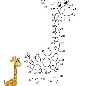 Printable Dot to Dot Animal Safari Coloring Pages Dot to Dot Activities for Kids image 2