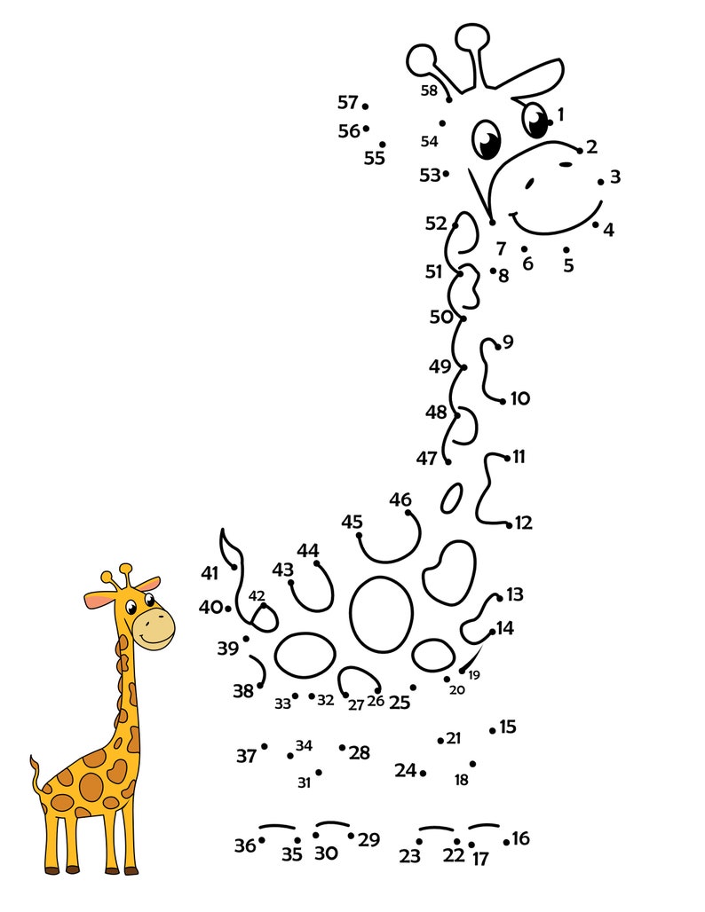 Printable Dot to Dot Animal Safari Coloring Pages Dot to Dot Activities for Kids image 2