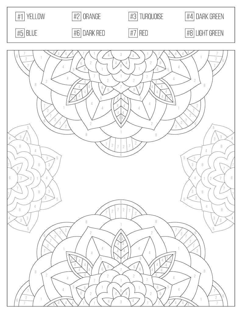 Color by Numbers Printable Coloring Book for Adults & Teens , Etsy image 9