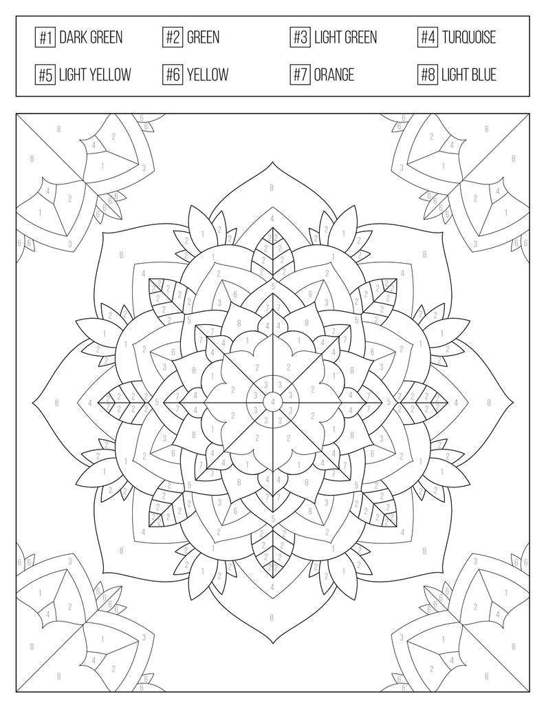 Color by Numbers Printable Coloring Book for Adults & Teens , Etsy image 8