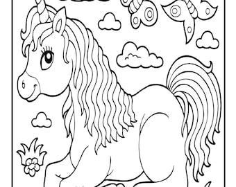 Unicorn Coloring Book Pages for Kids - 50 Unicorn Coloring Pages for Kids