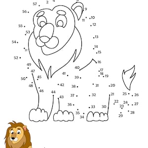 Printable Dot to Dot Animal Safari Coloring Pages Dot to Dot Activities for Kids image 3