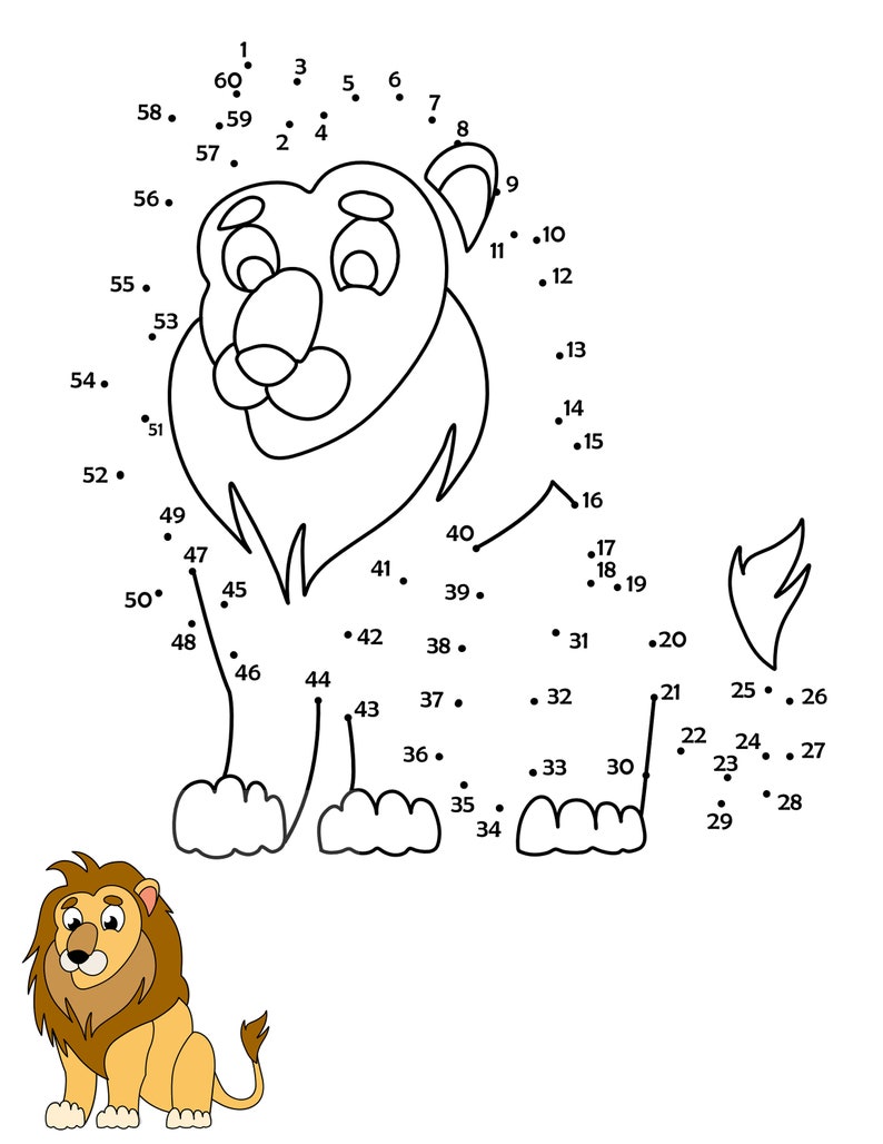 Printable Dot to Dot Animal Safari Coloring Pages Dot to Dot Activities for Kids image 3