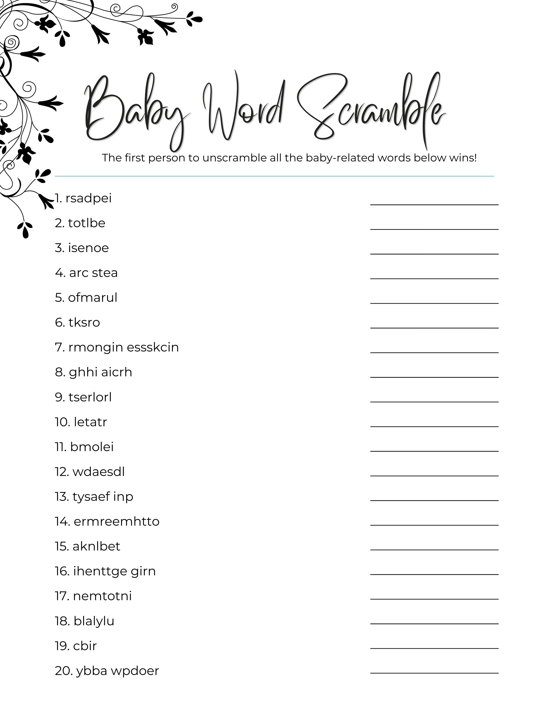 Printable Baby Shower Games, Baby Shower Games Bundle, Download, Baby