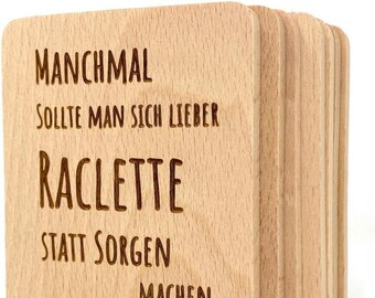 8 Stück Raclette Untersetzer mit Gravur (Statt Sorgen)