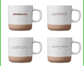 Löwenmama Tasse - 4 Motive - Lasergravur auf einer weißen Keramik Tasse mit 360ml Gravur