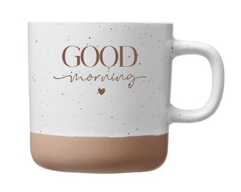 Good Morning Tasse - Lasergravur auf einer weißen Keramik Tasse mit 360ml Gravur - Guten Morgen