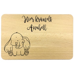 Brotzeit Brettchen &quot;Hier krümelt...&quot; mit verschiedenen Tier Motiven - unbehandeltes Brett mit hochwertiger Gravur