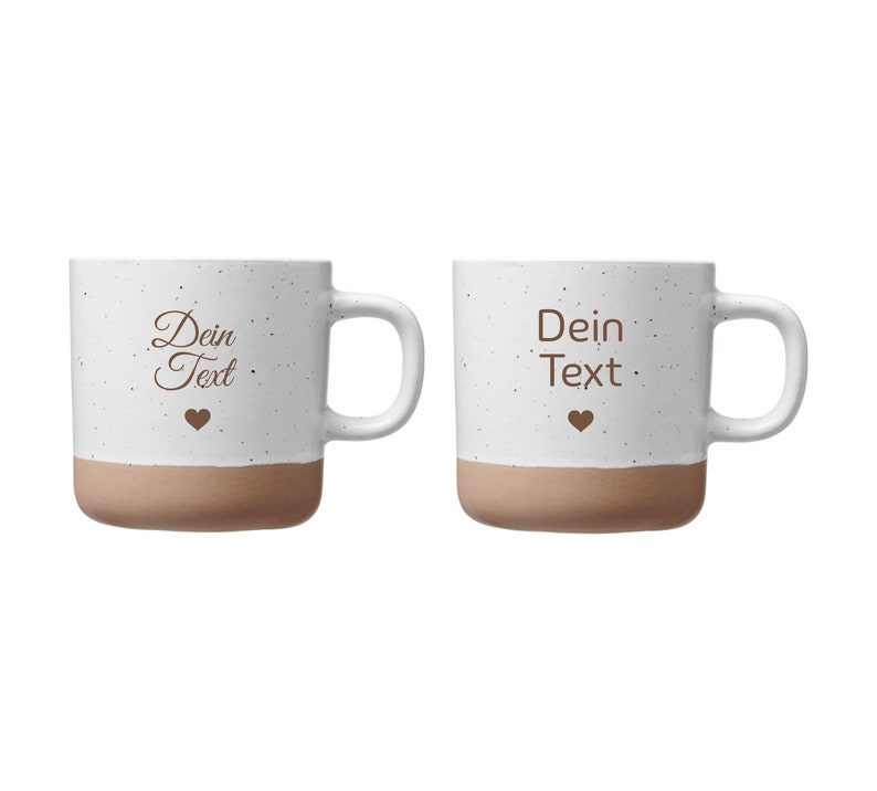 Tasse personalisiert dein Wunschtext auf einer weißen Keramik Tasse mit 360ml Gravur 10 Schriften zur Auswahl Bild 4