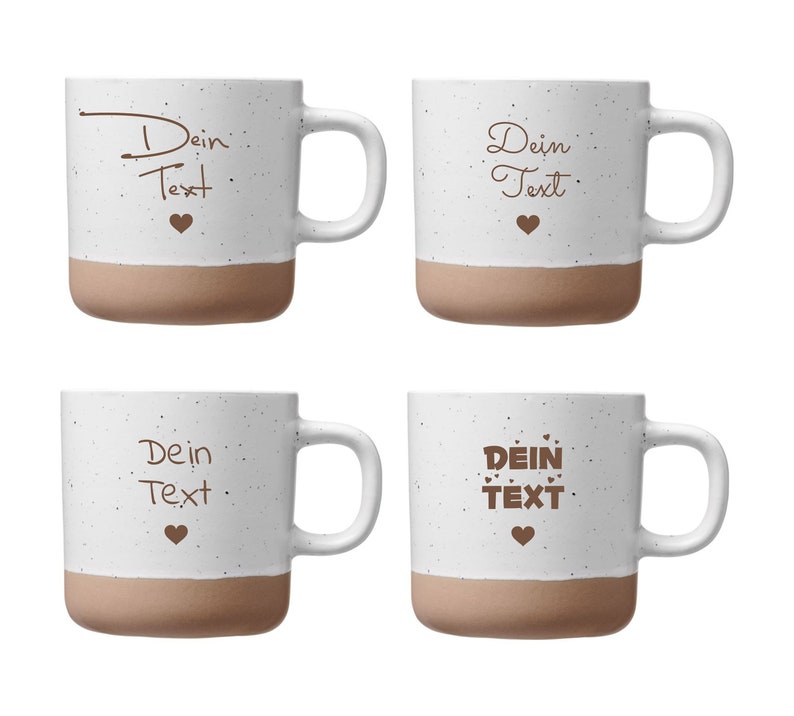 Tasse personalisiert dein Wunschtext auf einer weißen Keramik Tasse mit 360ml Gravur 10 Schriften zur Auswahl Bild 3