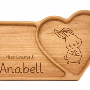 Here crumbles snack bowl plate wooden board with heart shape - 30x18x2cm made of oiled beech wood. Great gift idea for girls and boys