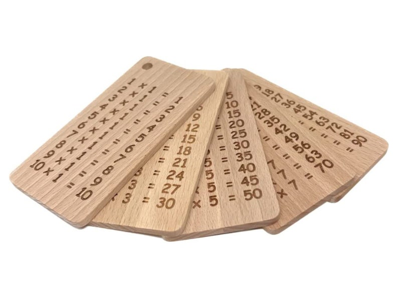 1x1 wooden learning cards handy and practical with ball chain. Ideal for the school cone at the start of school. Long-lasting fun thanks to engraving. image 4