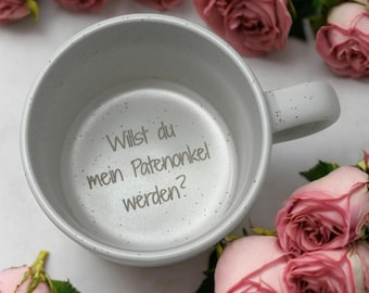 Tasse für den Paten - Gravur auf Tassenboden - 360ml große Kaffeetasse mit Innengravur auf Tassenboden Patenonkel, Patentante, Goli, Gedi