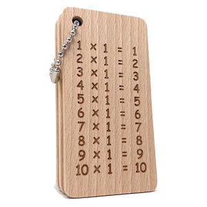 1x1 wooden learning cards handy and practical with ball chain. Ideal for the school cone at the start of school. Long-lasting fun thanks to engraving. image 2