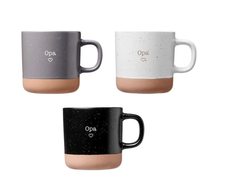 Mom or dad mug made of ceramic with 360ml engraving Gray Black White Mother's Day gift Father's Day gift OPA links v. Griff