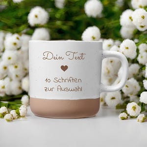 Tazza in ceramica personalizzata da 360 ml - testo desiderato come incisione - 10 caratteri tra cui scegliere