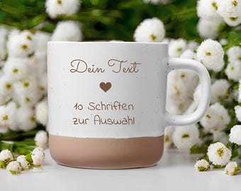 360ml Keramik Tasse personalisiert - dein Wunschtext als Gravur - 10 Schriften zur Auswahl