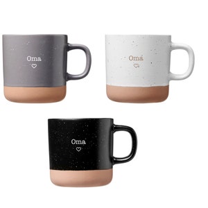 Mom or dad mug made of ceramic with 360ml engraving Gray Black White Mother's Day gift Father's Day gift OMA links v. Griff