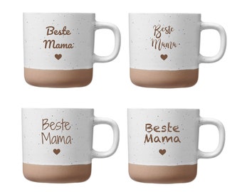 Beste Mama weiße Keramik Tasse mit 360ml Gravur - 10 Schriften zur Auswahl