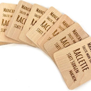 Pack of 8 raclette coasters with engraving instead of worrying. image 3