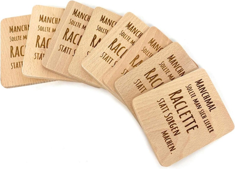 Pack of 8 raclette coasters with engraving instead of worrying. image 3