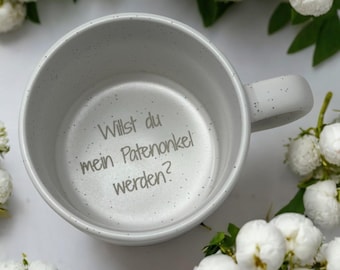 Gravur Wunschtext auf Tassenboden - 360ml große Kaffeetasse mit Innengravur auf Tassenboden Patenonkel, Patentante, Trauzeuge, Überraschung