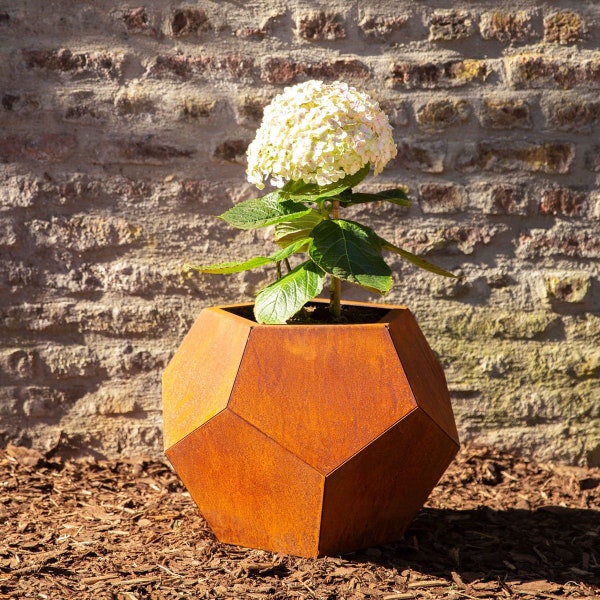 Blumentopf, großes Pflanzgefäß aus Cortenstahl | Größe M | Geschenk Garten